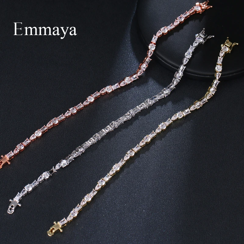 EMMAYA Hot Sale Three Different Shape Geomerty Design Brilliant Bracelet WIth Cubic Zircon For Female Banquet First Choice