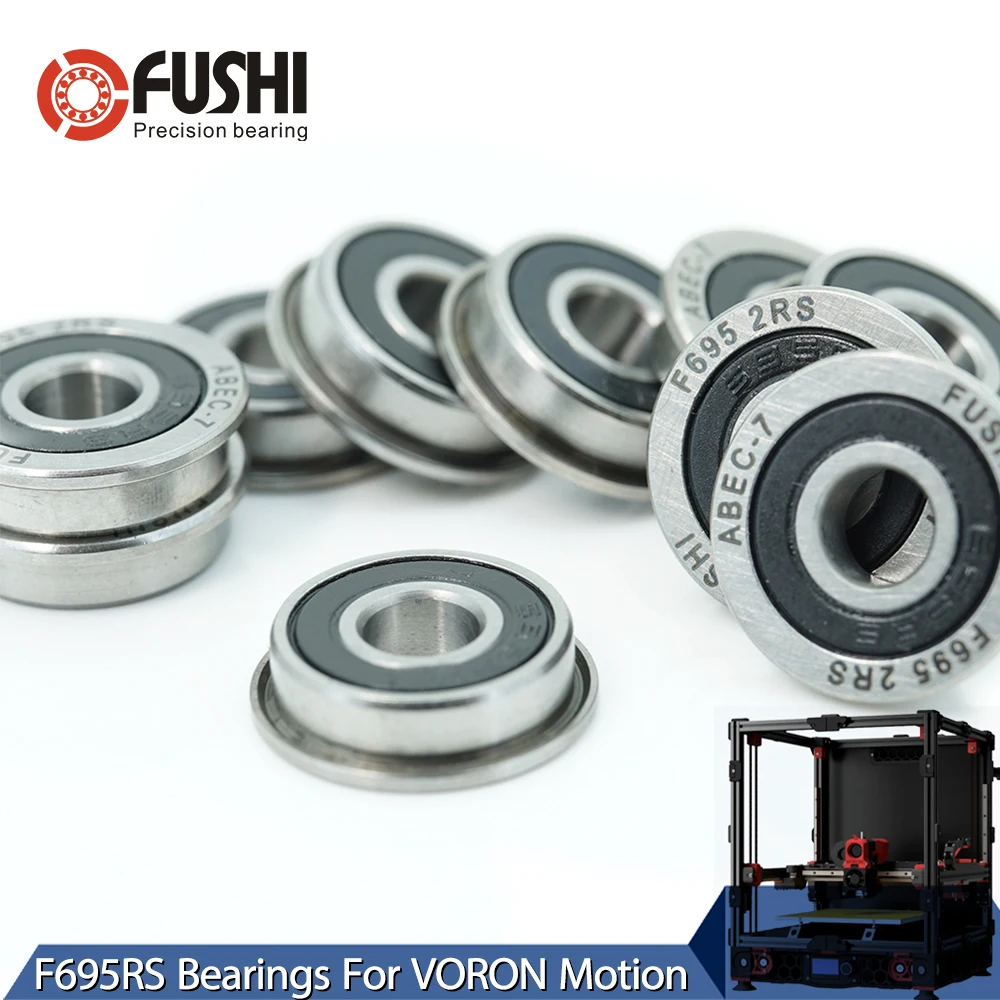 FUSHI F695 2RS 베어링 5*13*4mm 10 개, ABEC-7 플랜지 미니어처 F695 RS 볼 베어링 F695RS, VORON Mobius 2/3 2/4 3D 프린터용