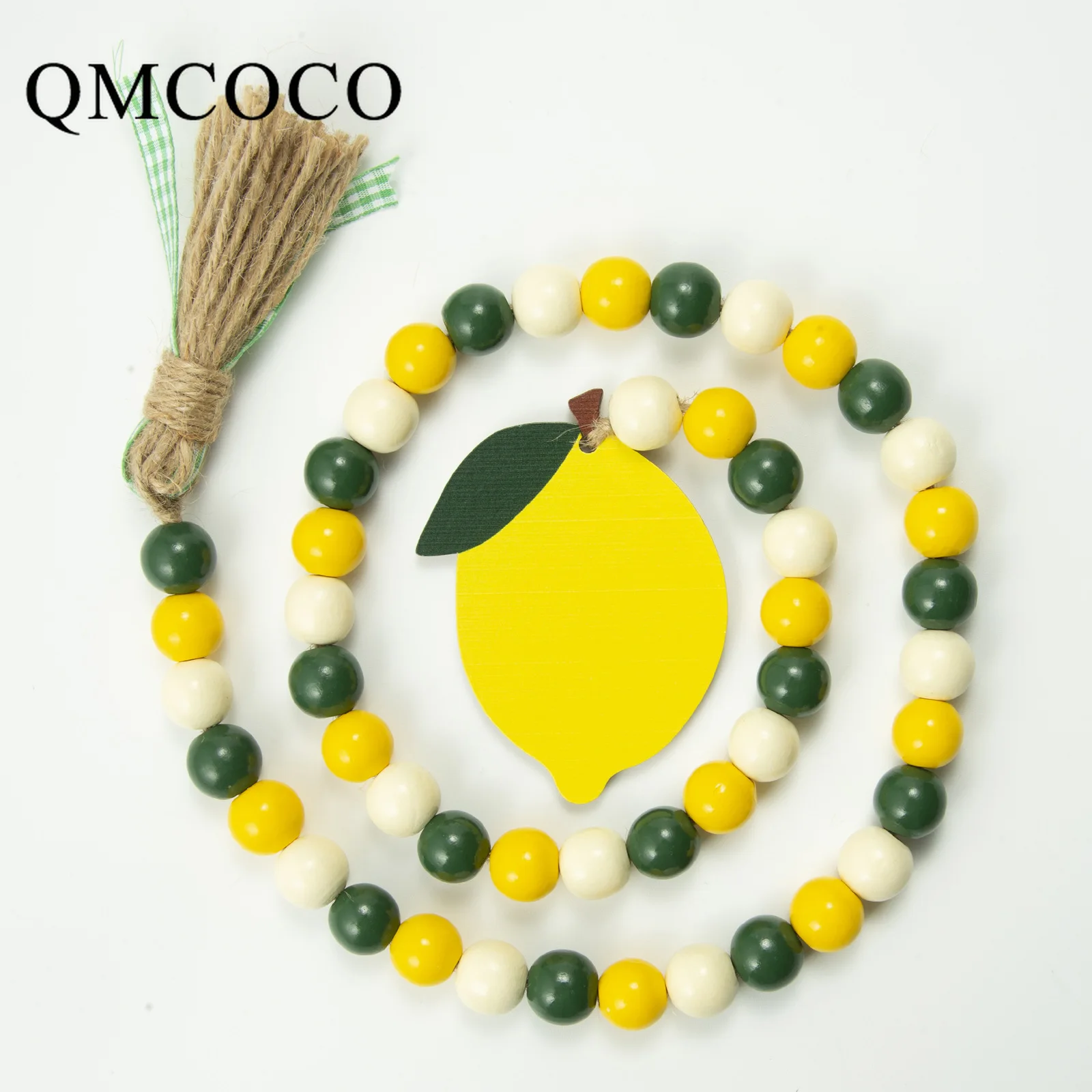 

DIY New Lemon Beads String And Wooden Bead Garland Festival Creative Fashion Handmade Custom Party Home Decoration Boho Gift