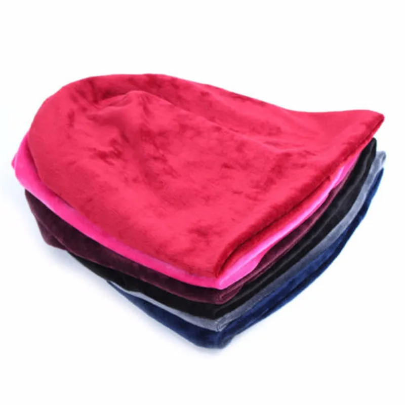 Men Women Ladies Velvet Winter Warm Slouch Beanie Ski Hip Hop Hat Cap Spring Oversized Black Skullcap Beanie Hat Hot 2021