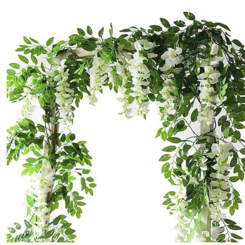 7ft 2m Flower String Artificial Wisteria Vine Garland Plants Foliage Outdoor Home Trailing Flower Fake Flower Hanging Wall Decor