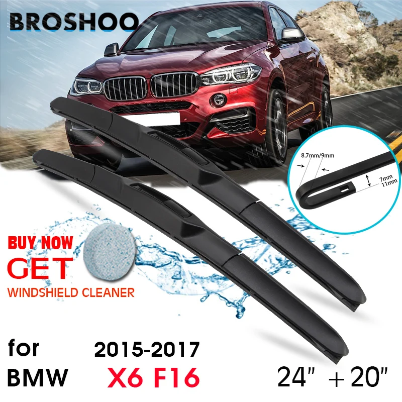 

Car Wiper Blade Front Window Windscreen Windshield Wipers Blades J hook Auto Accessories For BMW X6 F16 24"+20" 2015-2017