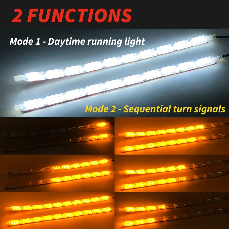 1pair Flowing DRL LED Daytime Running Light Sequential Flexible LED Strip DRL Turn Signal Lamp for Car Driving Light 12V