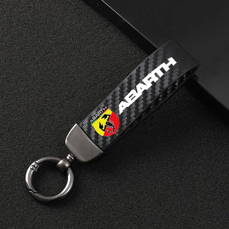 Leather car keychain Horseshoe Buckle Jewelry for Fiat Abarth 595 Abarth 500 abarth 124 spider car