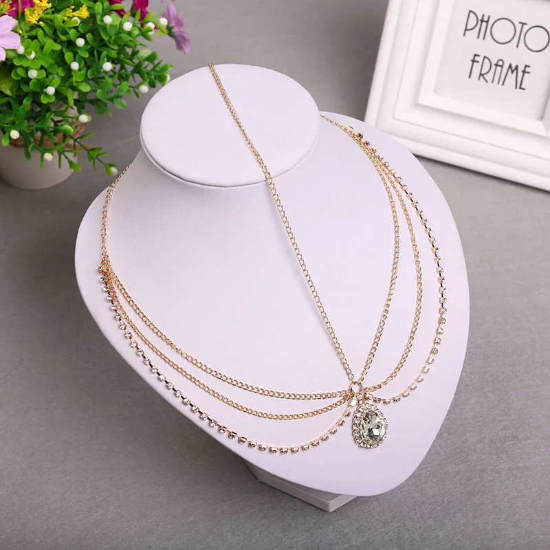 Lady Headchain Fashion Rhinestone Headbands Women Water Drop Pendant Bohemian Head Chain For Girls Shiny Luxury Hair Accessories