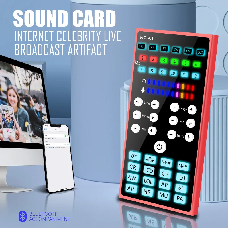 Portable And Lightweight Computer Mobile Phone Live sound Card for Karaoke Song Recording Live Broadcast Audio Card Sound Mixer