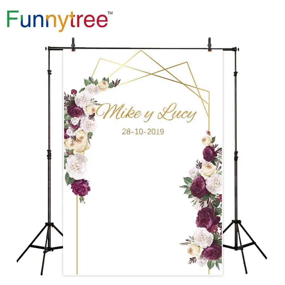 

Funnytree photography backdrop flower custom frame wedding Valentine February 14 photocall boda photo gift background photophone