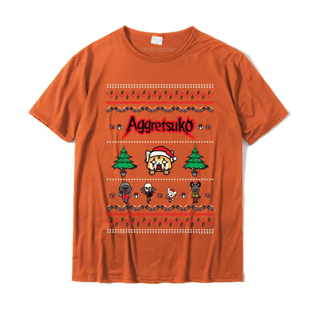 Aggretsuko Ugly Christmas Sweater Rage Short Sleeve Shirt Customized Tops Shirt Cotton Men T Shirts Customized Retro