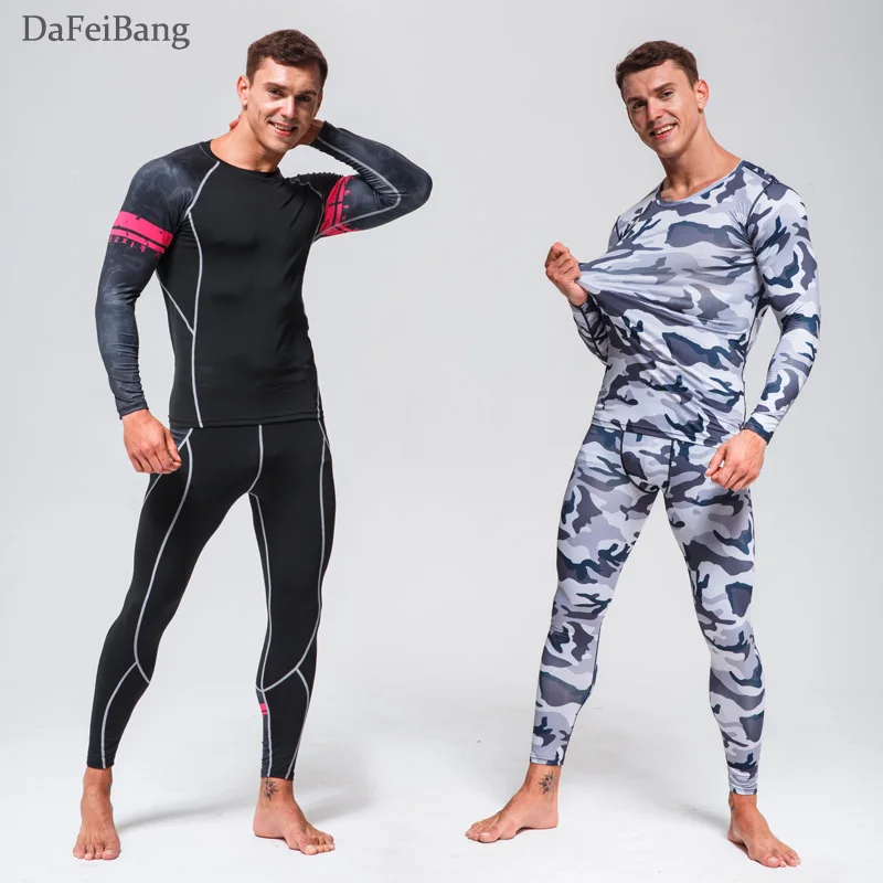 Quick Dry Functionele Compressie Trainingspak Fitness Strakke Shirts Sport Past Mannen Ski Thermisch Ondergoed Sets Sport