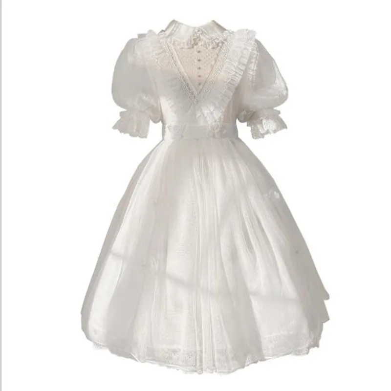 Robe de princesse pour fête thé Lolita, tenue Vintage, taille haute, style victorien, Kawaii, gothique, Lolita Op Loli Cos