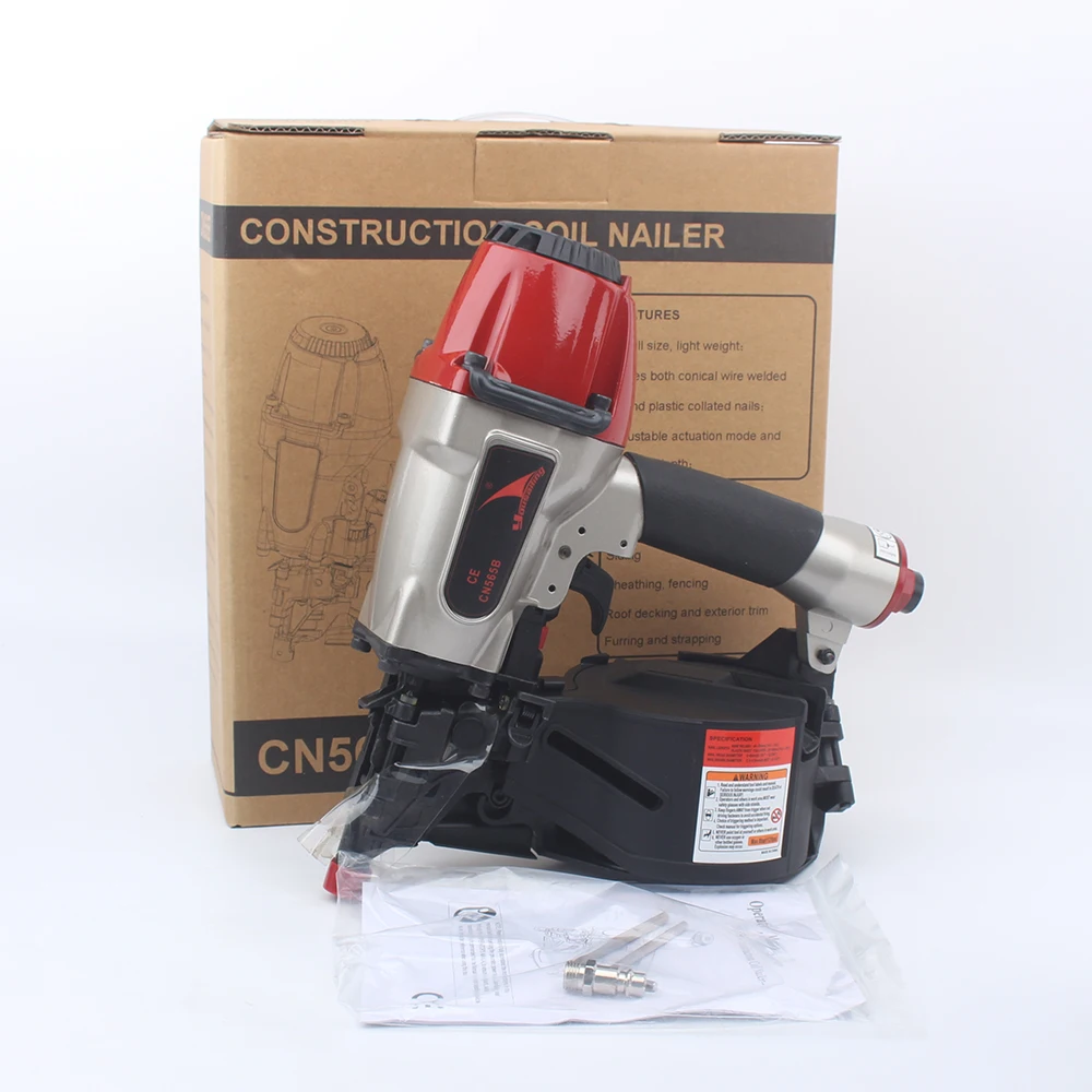 Quality YOUSAILING CN565B Pneumatic Construction Coil Nailer Roll Nail Gun Nail Depth Adjustable
