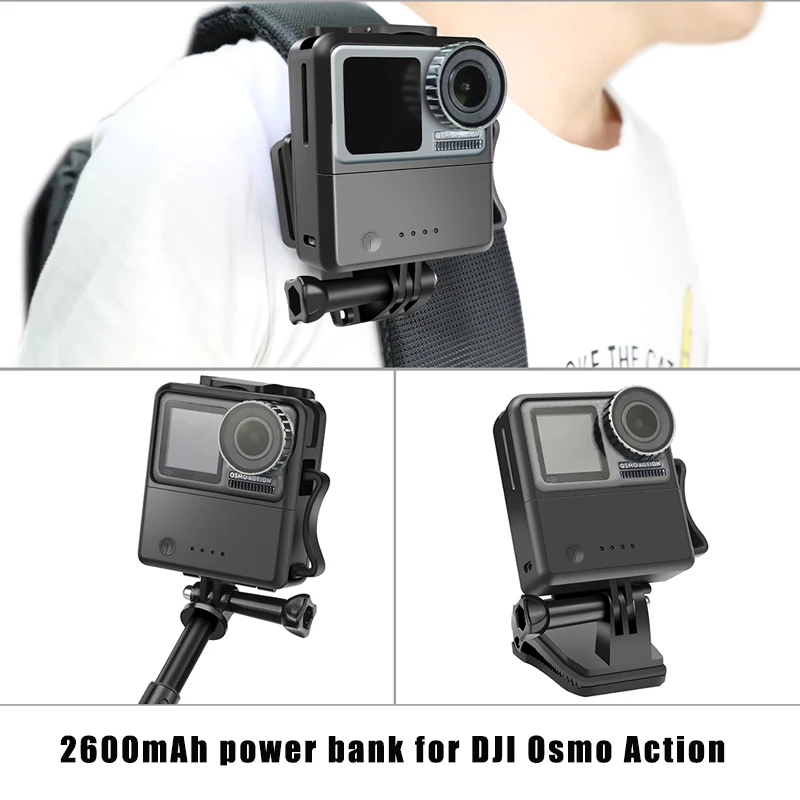 2600mAh Osmo Action Power Bank Portable Backup Power Frame Shell External Battery for DJI OSMO Action Sports Cameras Accessories