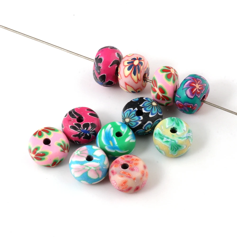 10 Uds mezcla de cuentas espaciadoras de arcilla Fimo de polímero variadas para DIY collar pulsera pendiente fabricación de joyería 11,5X6,5 MM E-1