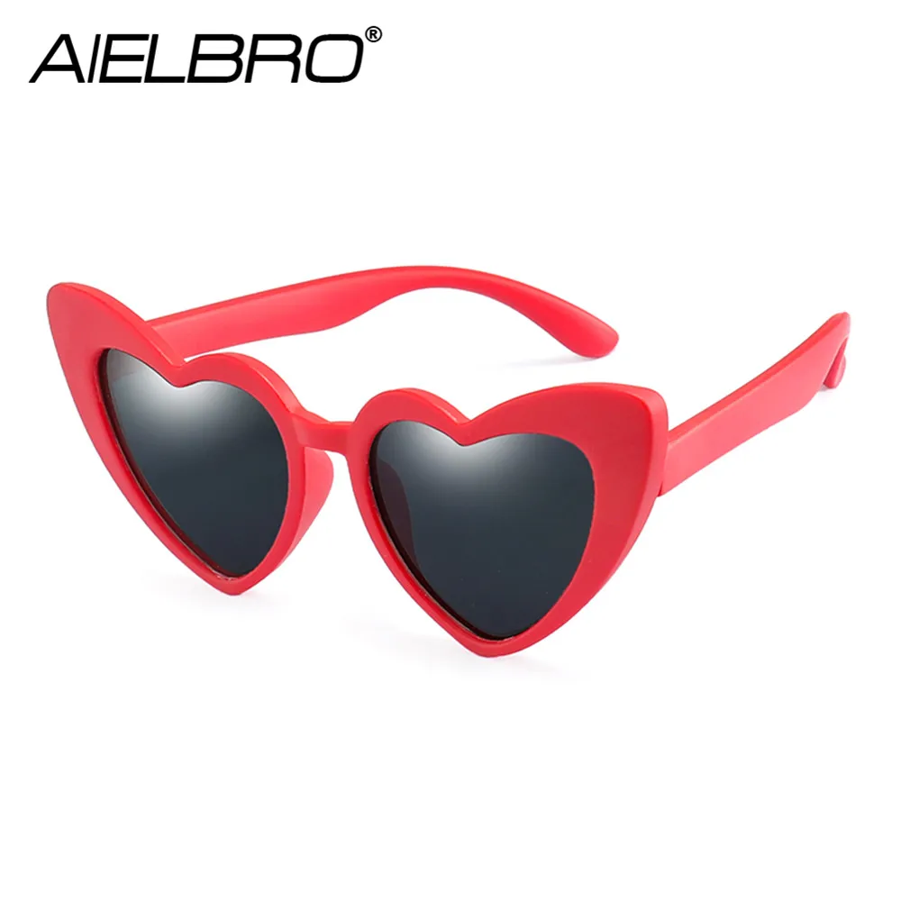 AIELBRO Kids Sunglasses Boy Girls Polarized Heart Shapes Silicone Flexible 1.5-11 Years Kids Safety Glasses UV400 Baby Eyewear