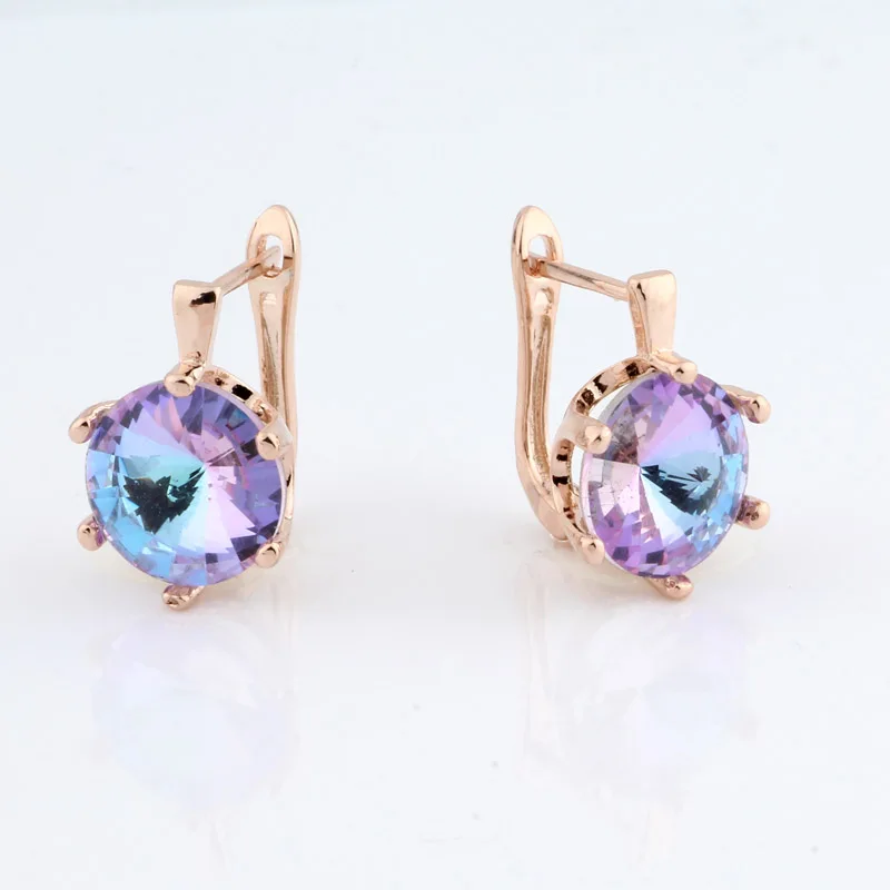 Роскошные качественные ювелирные изделия цветные яркие круглые серьги-подвески с кристаллами цвета розового золота тонкие простые серьги Модные ювелирные изделия Роскошные качественные ювелирные изделия цветные яркие круглые серьги-подвески с кристаллами цвета розового золота тонкие простые серьги Модные ювелирные изделия