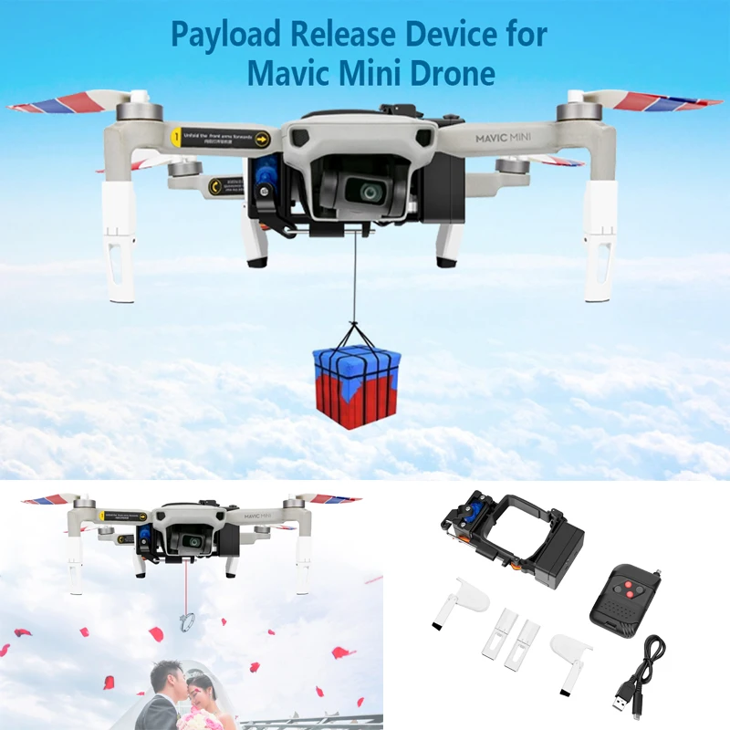 

For DJI Mavic Mini Drone Air-Dropping Thrower System Wedding Ring Gift Remotely Delivery Payload Release Device and Landing Gear