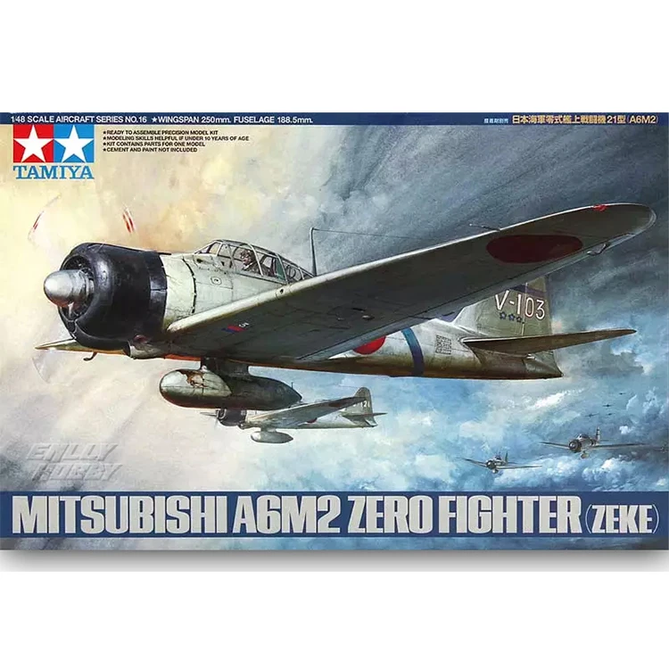 1/48  A6M2 Zero Fighter Zeke Airplanes Assembly Model Building Kits Tamiya 61016