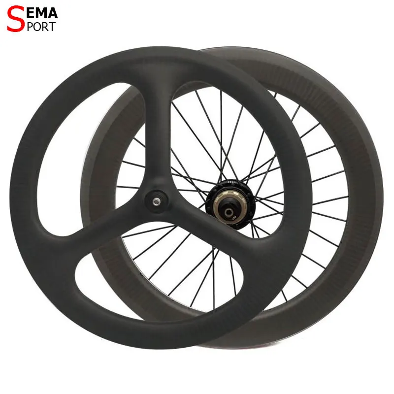 

349HV3-TW T700 Carbon 3spoke Set Taiwan Hubsmith Hub Folding Bicycle Long Warrnaty 349 Trispoke Wheel For Brompton Sapim spokes