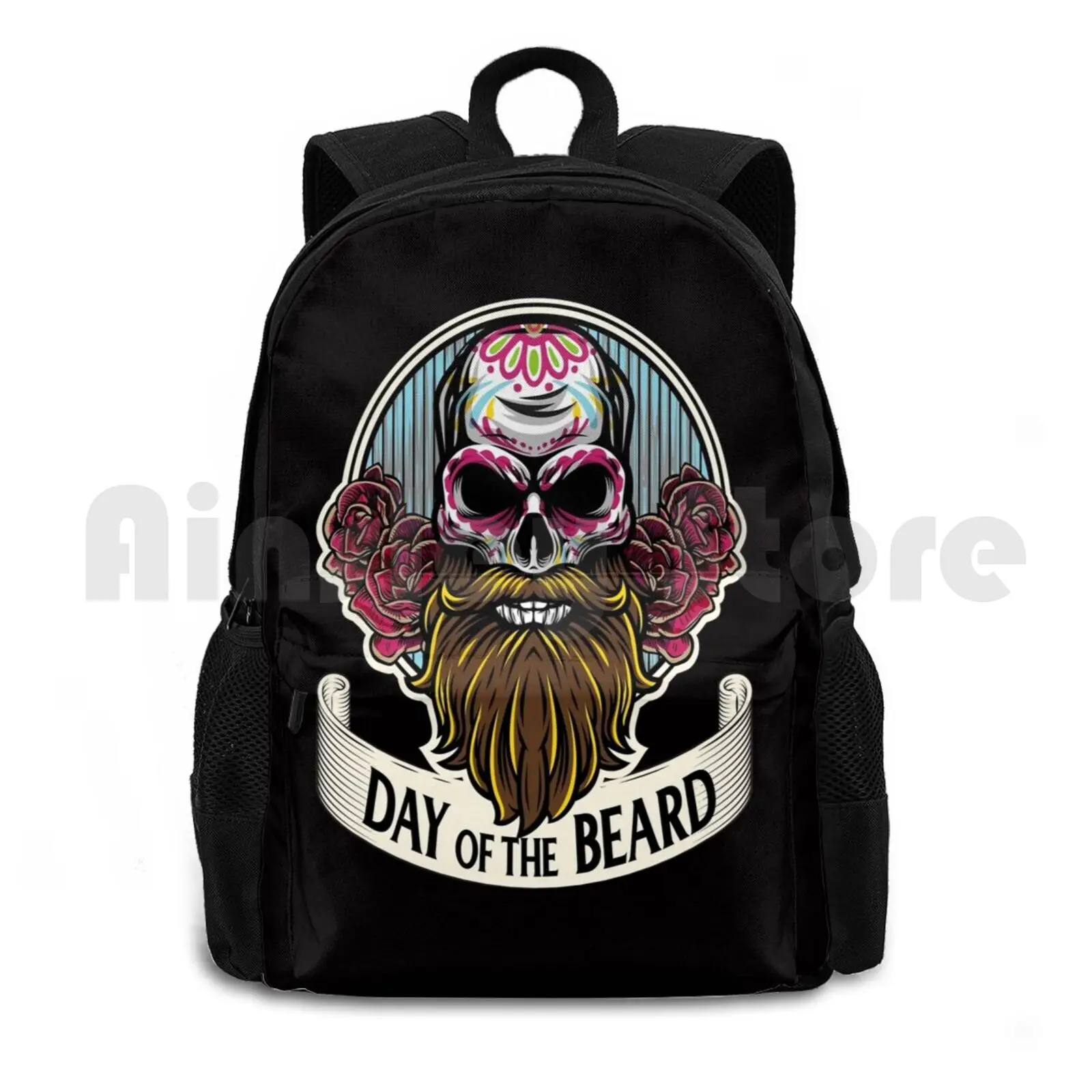 Day Of The Beard-Bearded Sugar Skull-Funny Day Of The Dead Dia De Los Muertos Outdoor Hiking Backpack Riding Climbing Sports