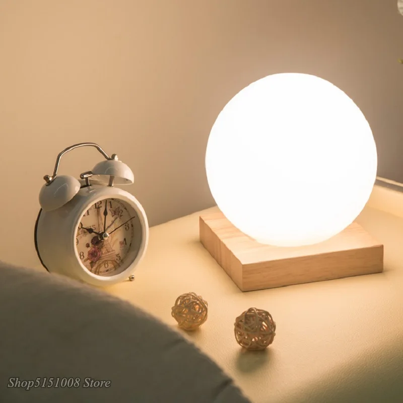 Glass Ball LED Night Light Feeding Dimmable Bedside Lamp 220V Creative Kids Birthday Gift Bedroom Decoration Desk Table Lamp