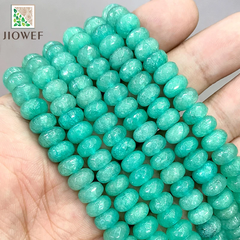 

Faceted Light Green Rondelle Spacer Beads Diy Bracelet Earrings Accessories Natural Stone For Jewelry Making 15'' Strand 8mm