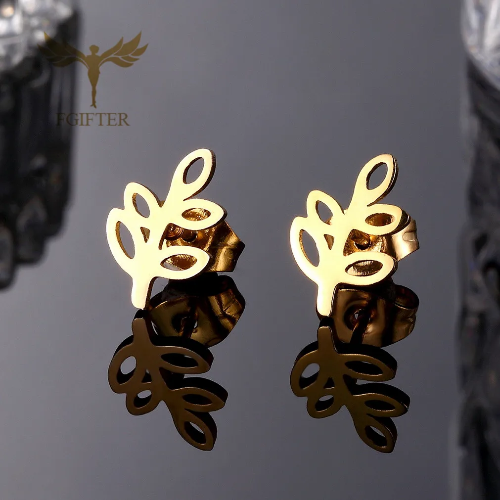 12 Pairs Lot Korean Fashion Leaf Stud Earrings Women Golden Stainless Steel Jewelry Earrings Set Wholesale Cheap for Resale Gift