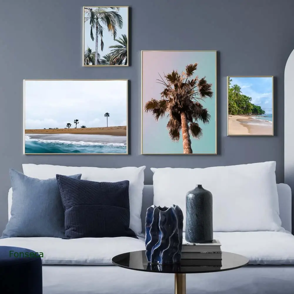 Sea Beach Tropical Landscape Canvas Painting Coconut Tree Posters And Prints Modern Wall Art Pictures For Living Room