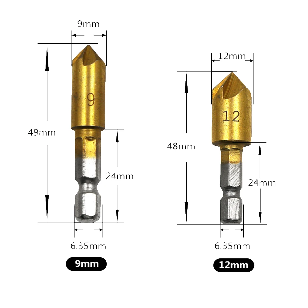 Hige Kualitas 3 Buah HSS 5 Galur Bor Countersink Bit Set 90 Derajat 1/4 "Meja Wastafel Talang Cutter DIY alat Alat Kerja