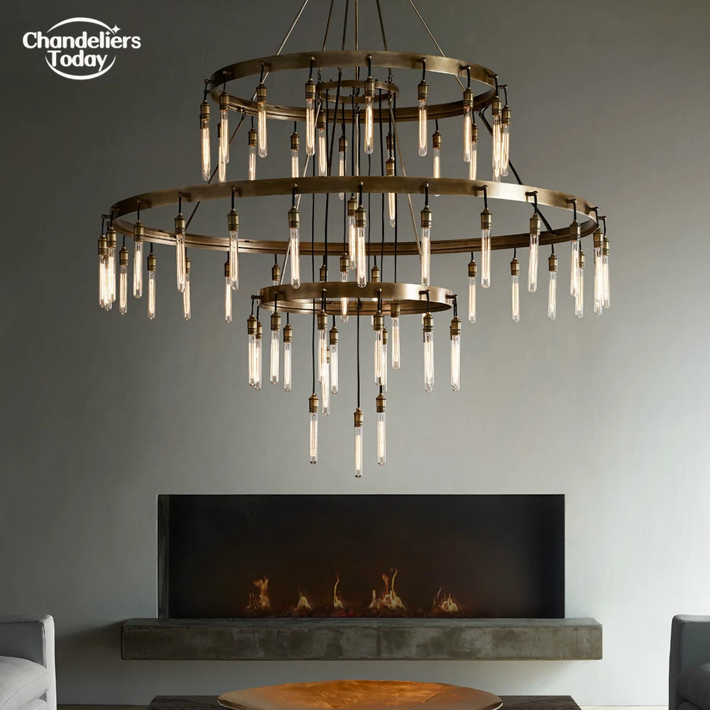 Axis Round Metal Chandeliers Hanging Light Fixture Vintage Chandelier Lighting Classic for Home Hotel Restaurant Decor