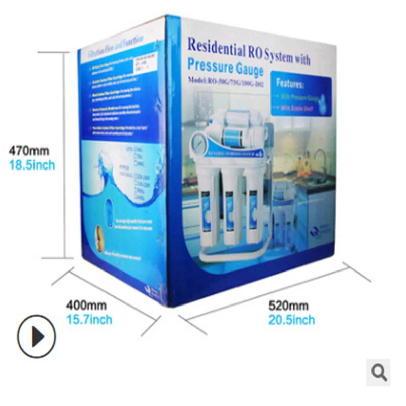 Kbdeletrodomésticos ro loja membrana de osmose reversa purificador de água doméstico purificador de água inteligente direto máquina de beber