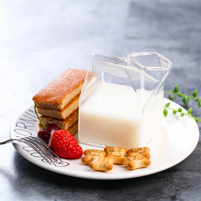 10 pcs 250ml Square Milk Glass Box Glass storage Mug Box Cup Home Kitchen Tableware Factory Direct Sale