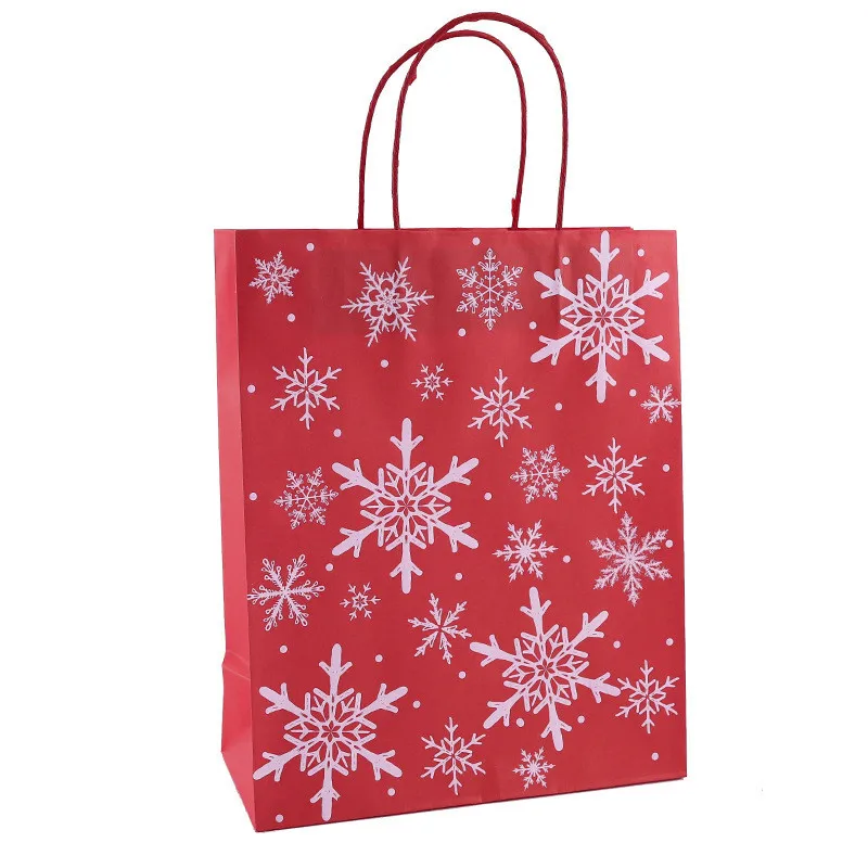 400pcs/lot Christmas Gift Bags Here Comes Santa Kraft Paper Bag with Handle Merry Christmas Gift Storage Pouch Wholesale