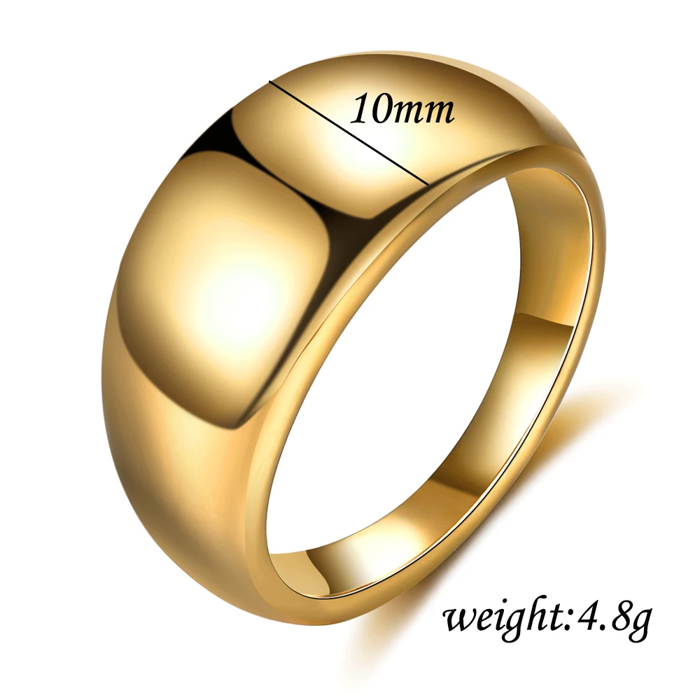 Anillo liso personalizado de acero inoxidable para Mujer, joyería de moda femenina, Color dorado