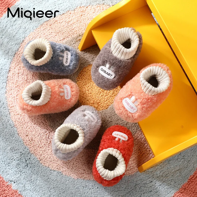 2021 Toddler Home Shoes Winter Boys Child Girls Cotton Footwear Warm Soft Elastic Band Slip-On Baby Outdoor Walking Anti Skid