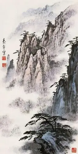 Chinese Silk Scroll Painting landscape Home Decoration