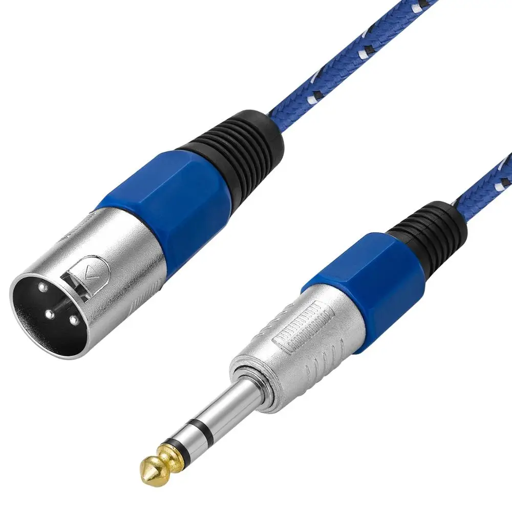 Bochara 30 سنتيمتر مضفر 6.5 مللي متر مقبس استريو ذكر إلى XLR ذكر محول الصوت كابل محمية ل ميكروفون مضخم مزج