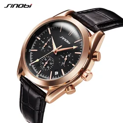 SINOBI Men's Golden Business Wrist Watches 007 Series Chronograph Military NATO Nylon Watchband Top Luxury Brand Relojes Hombre