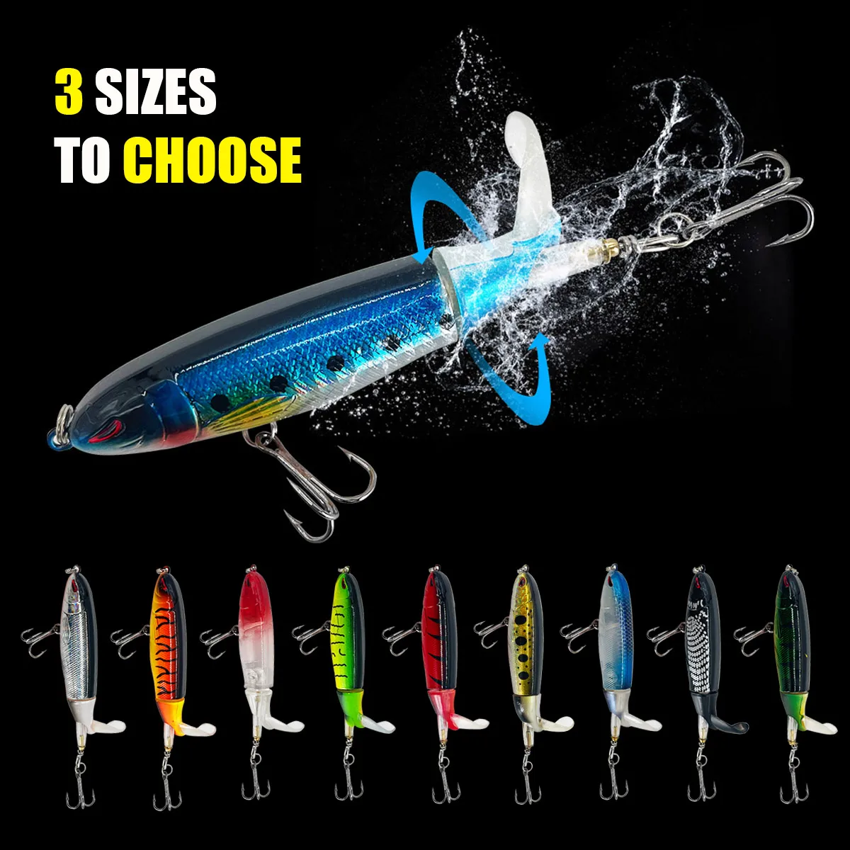 1 Pcs 10cm/14cm Topwater Fishing Lure Whopper Popper Artificial Bait Hard Plopper Soft Rotating Tail Fishing Tackle Fishing Bait