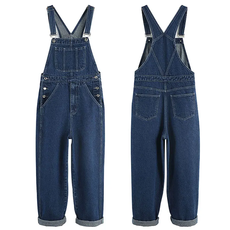 Spring Loose Overalls Men Bib Jeans Straight Denim Jumpsuits Fashion Cargo Pants Hip Hop Workwear Trousers Plus Large Size 5XL
