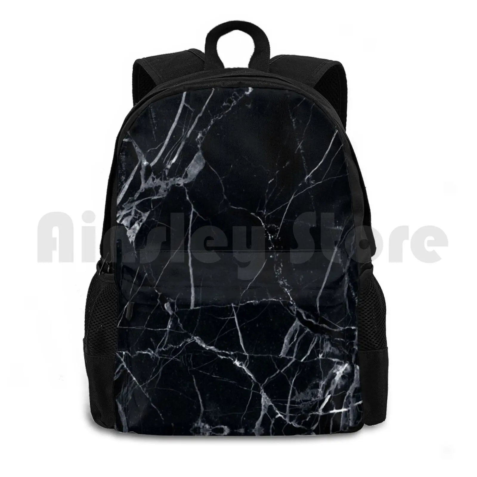 Black Marble Texture Outdoor Hiking Backpack Waterproof Camping Travel Marble Black White Background Pattern Phone Case Trendy