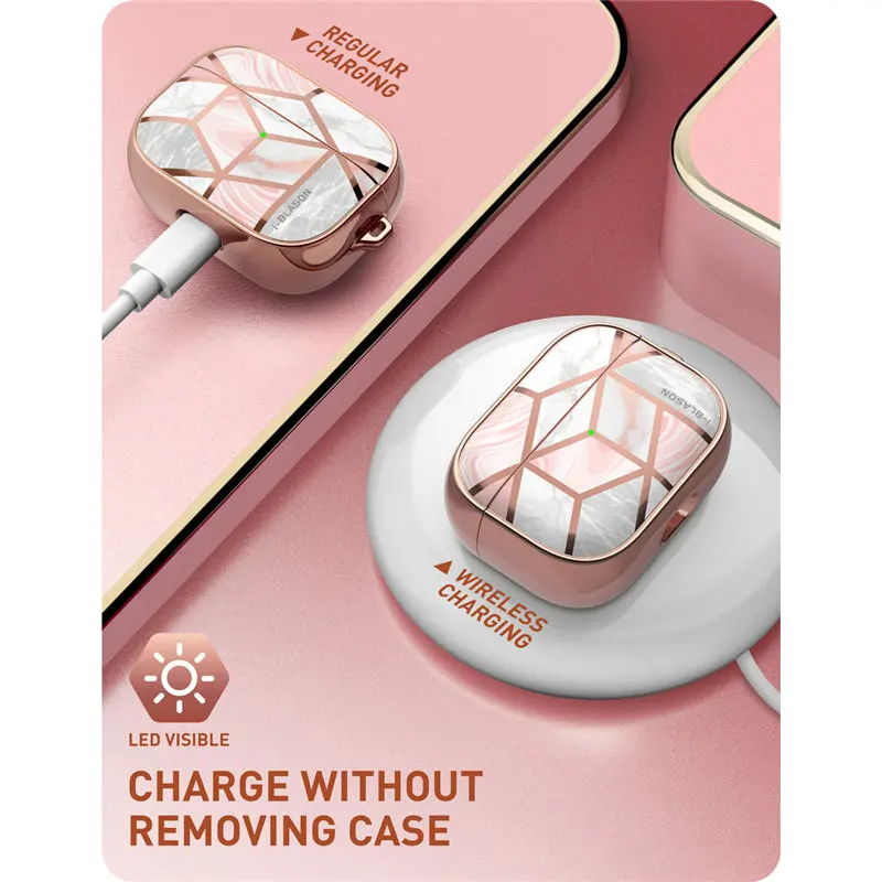 i-Blason Cosmo Case Designed For Airpods Pro,360 Degree Protective Marble Case Cover Compatiable with Apple AirPods Pro (2019)
