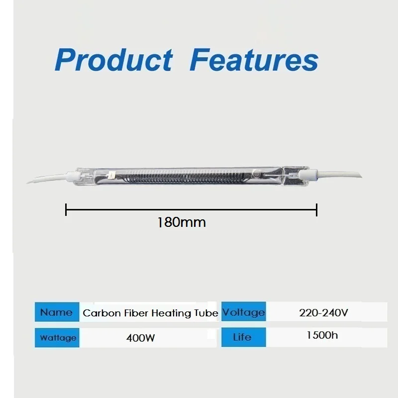 HoneyFly Carbon Fiber Heater Lamp 400W/500W 180-280mm 220V Heating Element Quartz Tube BBQ Grill Heating Drying