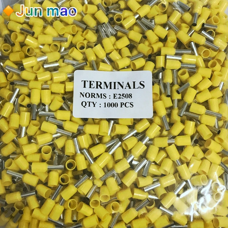 100PCS E2508 Tube insulating terminals AWG 14 Insulated Cable Wire 2.5mm 2 Connector Insulating Crimp Terminal Connect 9 Colour