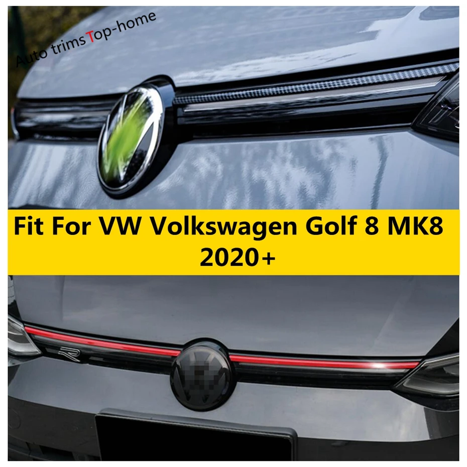 

Передний капот для VW Volkswagen Golf 8 MK8 2020-2022, средняя решетка радиатора, сетчатая полоса, отделка, углеродное волокно/красные внешние аксессуары
