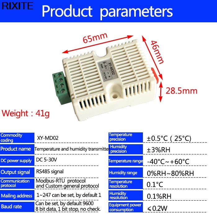 Imagem -03 - Transmissor de Temperatura e Umidade Sht20 Sensor de Alta Precisão Monitoramento Modbus Rs485 Dec12 Envio Direto