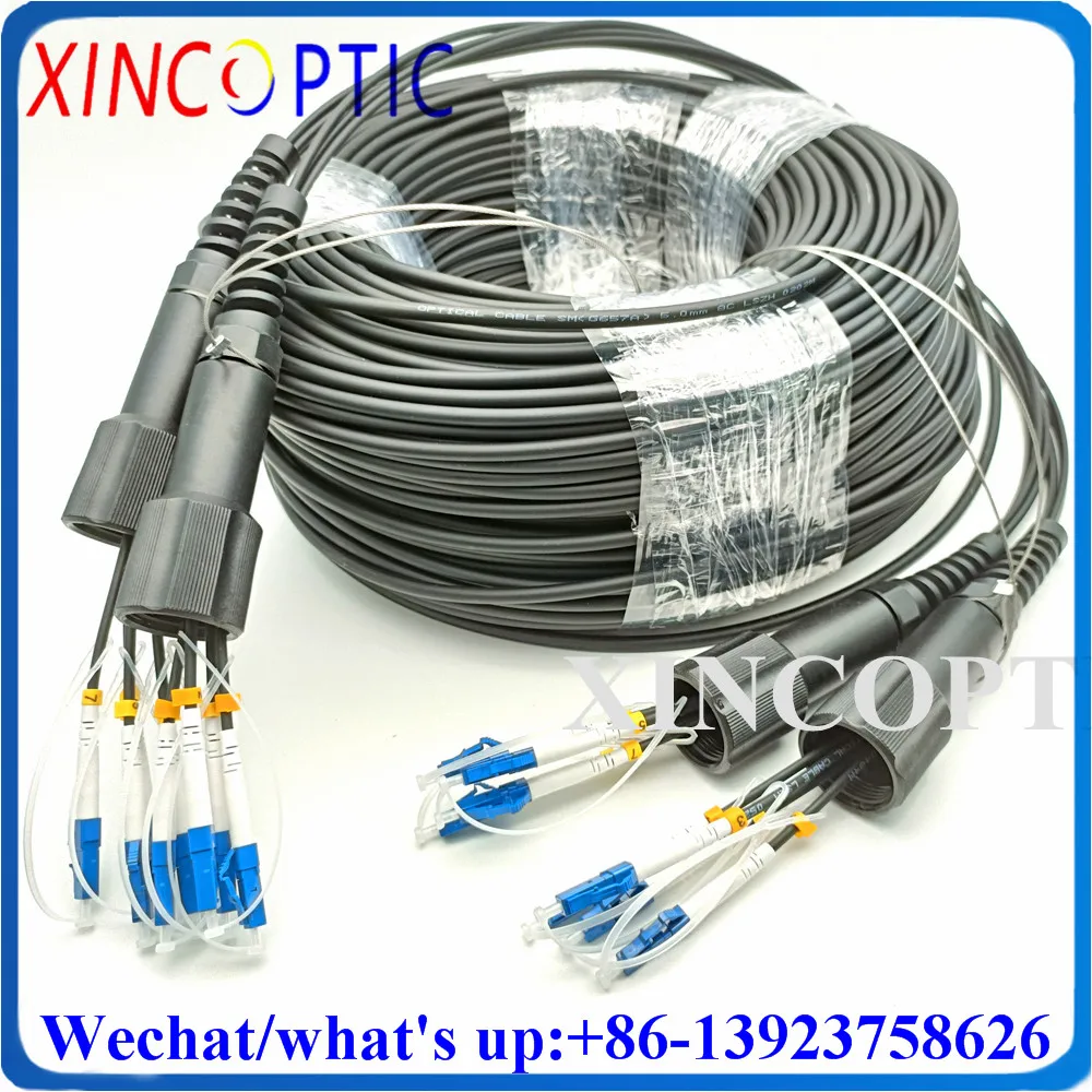 

350M MM SM OM1 OM2 OM3 62.5/125 8F 8C Outdoor DVI IP67 Waterproof Armored Black Cable 8Cores PDLC/UPC Fiber Optic Patch Cord