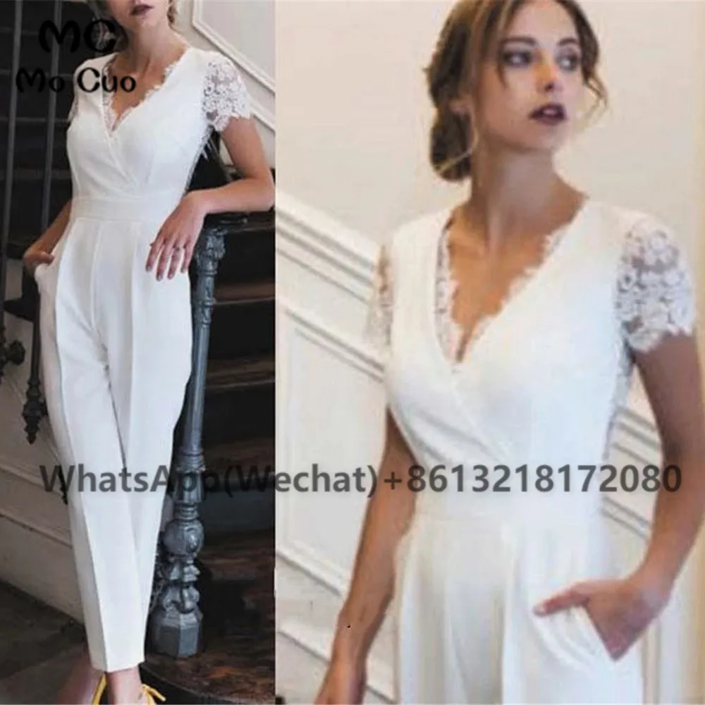 

Elegant Jumpsuit Prom Dresses Long 2023 Pockets Lace Pant Suit Illusion Back Party Dresses Women Evening Prom Dress Customized