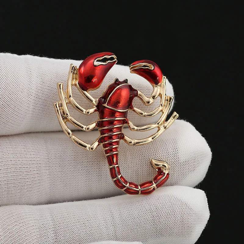 Q095 Fashion Jewelry Golden Red Scorpion Female Crystal Brooch Good Quality NO Lead