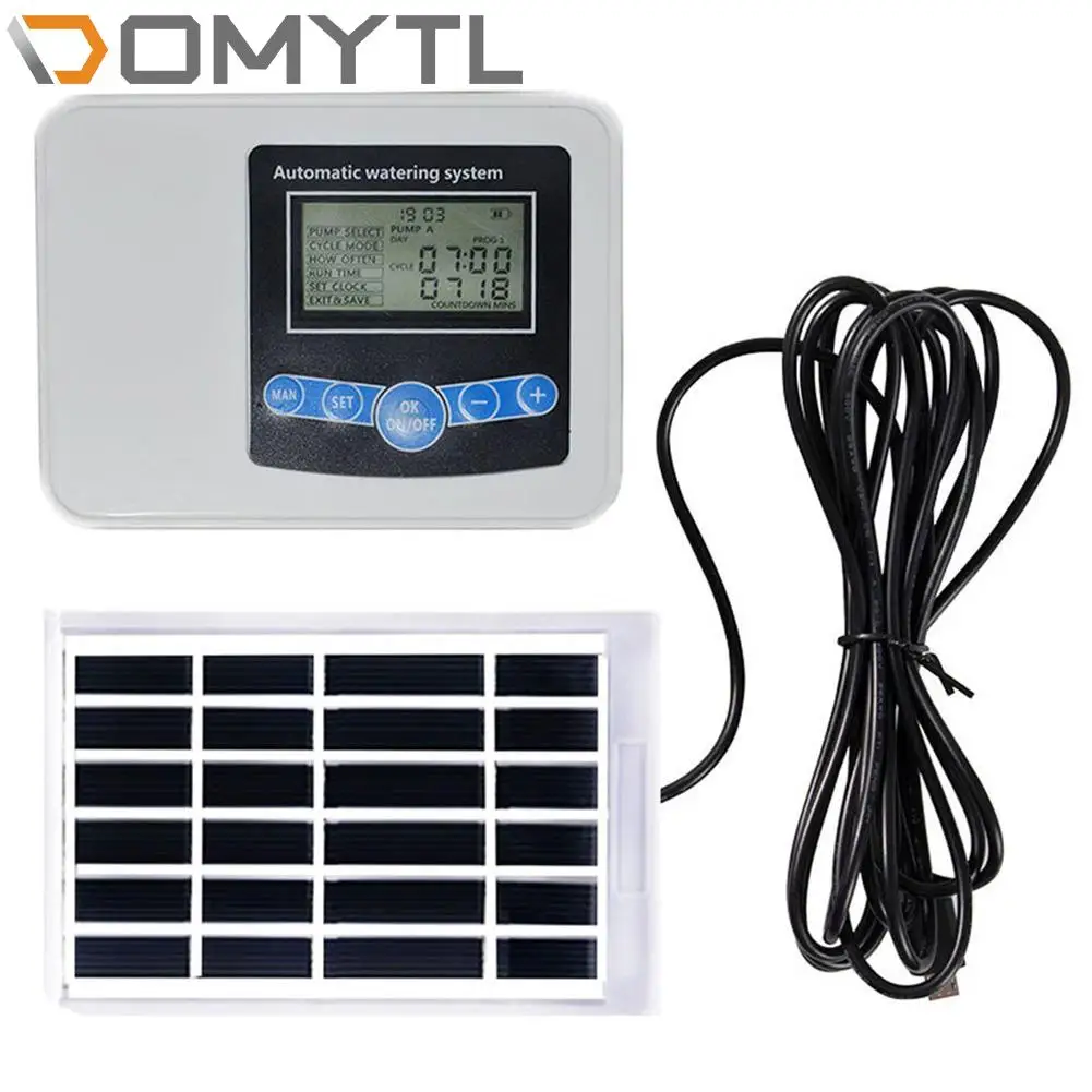 Dual-pump Smart Drip System Timer Garden Automatic Solar Energy Charging Watering Set for Potted Plant Flowers