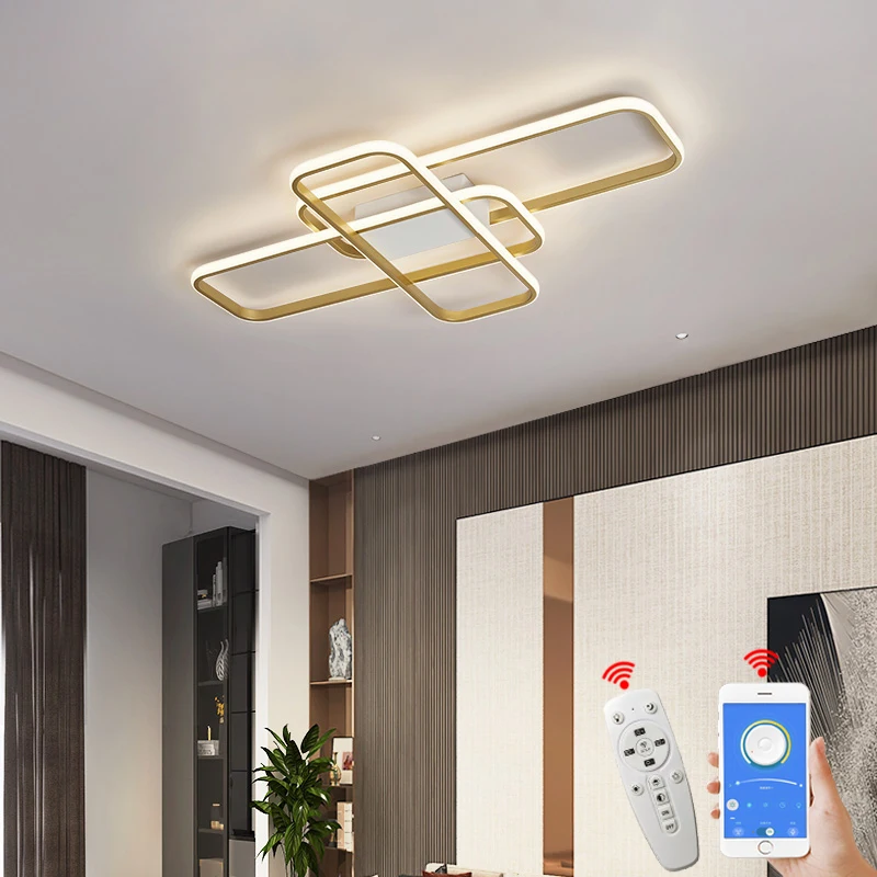 Modernas Luzes de Teto LED, Lâmpada Interior, Sala De Estar, Quarto, Sala De Estudo, Cor Preta ou Dourada, Iluminação, AC 85-265V